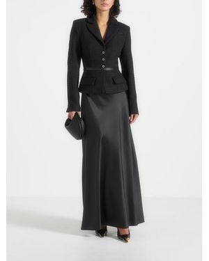 Manière De Voir Grace Boucle Blazer Satin Maxi Dress - Black