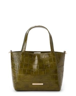 Brahmin Small Mona Croc Embossed Leather Tote - Green