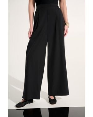 Joseph Ribkoff Stretch Woven Pull-On Wide Leg Pants - Black