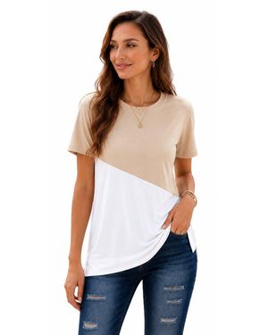 Zilpu Colorblock Side-Slit Relaxed Fit Tunic Tee - Blue