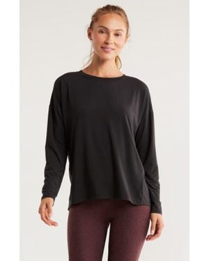 Zella Breathe Long Sleeve Split Back T-Shirt - Black