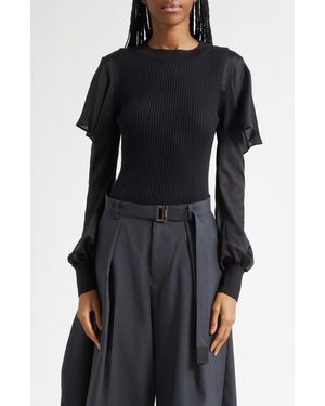 Sacai Satin X Chiffon Pullover in Blue | Lyst