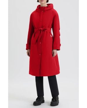 HUNTER Hooded Long Trench Coat - Red