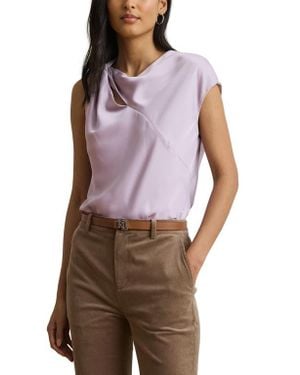 Ralph Lauren Asymmetric Drape Charmeuse Top - Purple