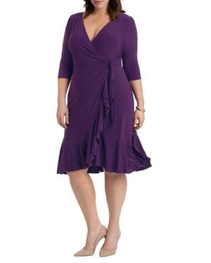 Kiyonna Whimsy Wrap Dress - Purple