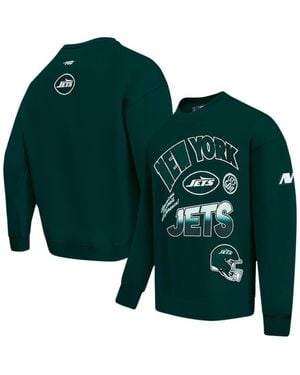 Pro Standard New York Jets Turn It Up Drop Shoulder Pullover Sweatshirt - Green