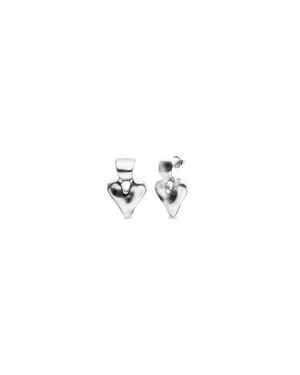 Uno De 50 Sterling Plated Heart Earrings - Metallic