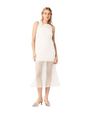 Maje Rhinestone Crochet Maxi Dress - White