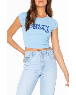Roxy Salty Feels Crop T-Shirt - Blue