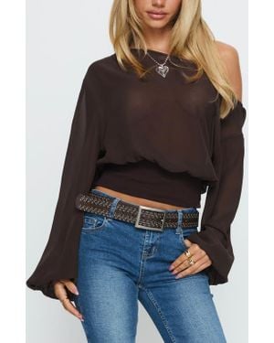 Princess Polly Idalina Off The Shoulder Top - Brown