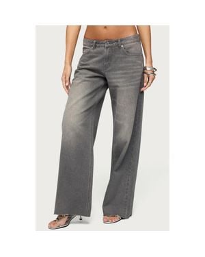 Edikted Raelynn Washed Low Rise Baggy Jeans - Gray