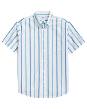 Brooks Brothers Friday Regular Fit Stripe Short Sleeve Cotton Poplin Button-Down Shirt - Blue