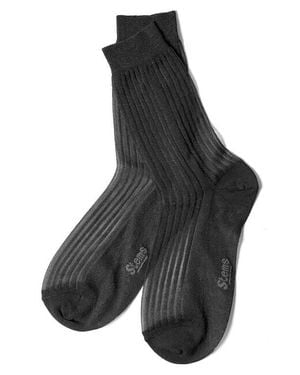 Stems Metallic Rib Crew Socks - Black