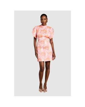 Coast Puff Sleeve Jacquard Mini Dress - Pink