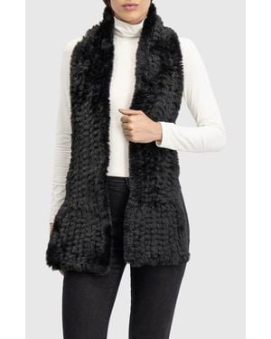 Lyla Grant Fur-Free Rex Rabbit (Faux Fur) Knit Scarf - Black