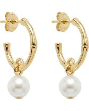 Argento Vivo Faux Pearl Drop Hoop Earrings - Metallic