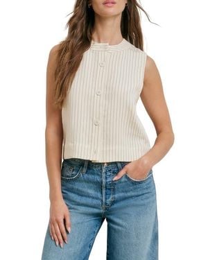 FAVORITE DAUGHTER The Fine Line Pinstripe Button-Up Top - Blue