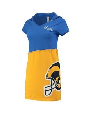 Refried Apparel Los Angeles Rams Sustainable Hooded Mini Dress - Blue