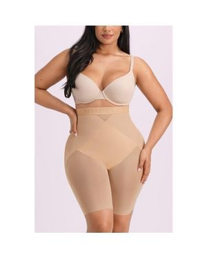 Shapellx Mesh High Waist Compression Shorts - Natural
