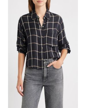 Rails Malin Windowpane Plaid Snap-Up Shirt - Black