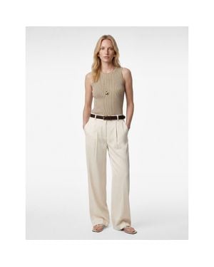 Koton Ribbed Sleeveless Knit Top - Natural