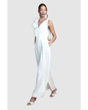 Coast Corsage Cowl Back Bridal Jumpsuit - White