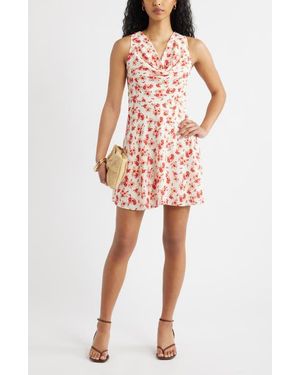 Open Edit Cowl Neck Fit & Flare Minidress - Multicolor
