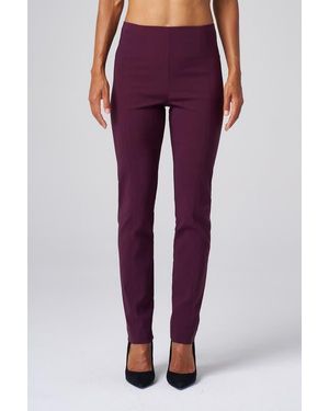 Franne Golde All Season Tapered Pull-On Stretch Pants - Purple