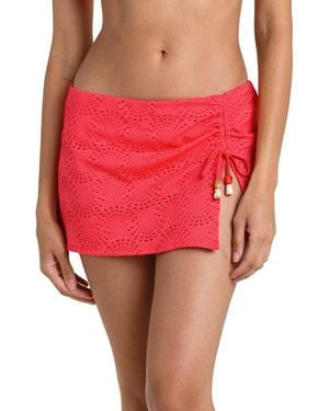 La Blanca Shellbound Eyelet Swim Skirt - Red