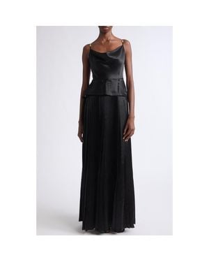 Jason Wu Cowl Neck Peplum Satin Gown - Black