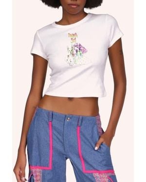 Anna Sui Micro Ribbed Baby Tee - White
