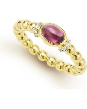 Lagos Rhodolite Garnet & Diamond Caviar Ring - Metallic