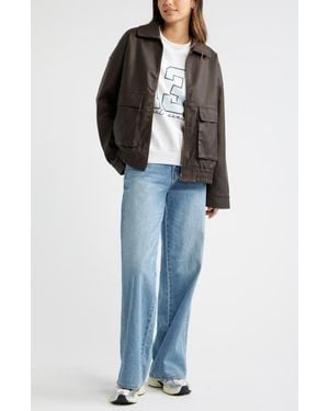BP. Relaxed Faux Leather Jacket - Brown
