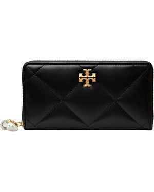 Tory Burch Kira Diamond Quilted Charm Zip Wallet - Black