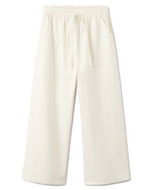 Mango Pull-On Wide Leg Cotton Pajama Pants - White