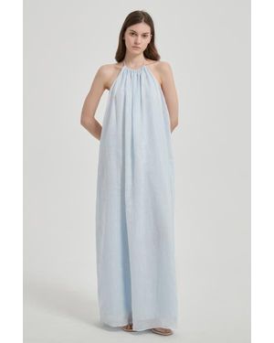 NUAJE NUAJE Elia Halter Ramie Maxi Dress - Blue