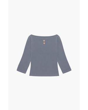 Oddli 3/4 Sleeve Boat Neck Top - Blue