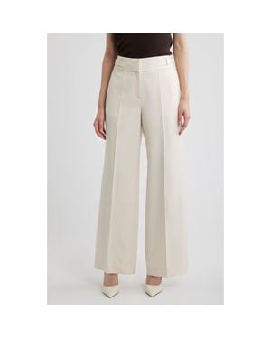 Tahari The Leah Pleated Wide Leg Pants - Natural