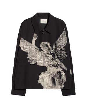PacSun Process Long Sleeve Zip Front Cotton Denim Shirt - Black