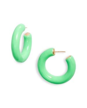 SHYMI Large Enamel Tube Hoop Earrings - Green