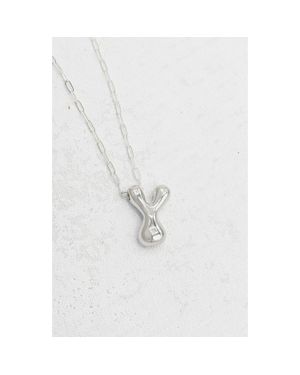 Emerson & Oliver Small Paperclip Necklace With Letter Charm - White