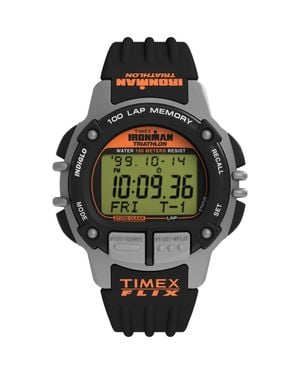 Timex Ironman Flix Digital 100-Lap Synthetic Strap Watch, 42Mm - Metallic