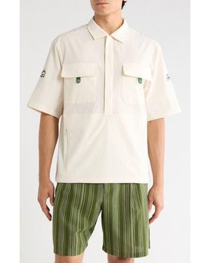 Malbon Bass Club Seersucker Popover Windshirt - Natural