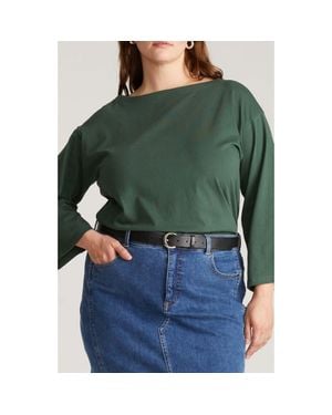 UNIVERSAL STANDARD Montauk Breton Stripe Top - Green