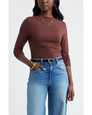 Caslon Long Sleeve Boat Neck T-Shirt - Red