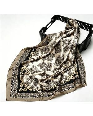 SILKSILKY Pure Silk Vintage-Inspired Pattern Square Scarf - Metallic
