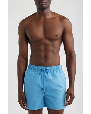 Bugatchi Zane Mid Length Print Swim Trunks - Blue