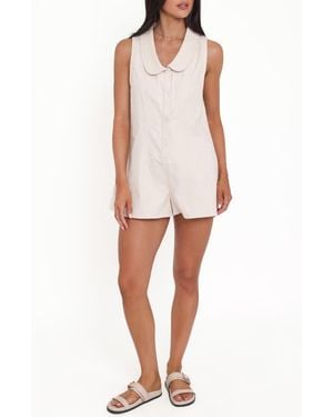 Petal & Pup Lavina Collared Cotton Blend Romper - White
