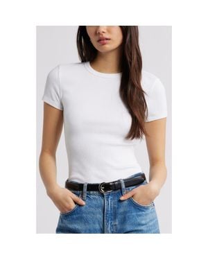 Open Edit Rib Short Sleeve Shirt - White