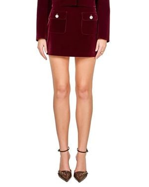 Endless Rose Jeweled Button Velvet Miniskirt - Red